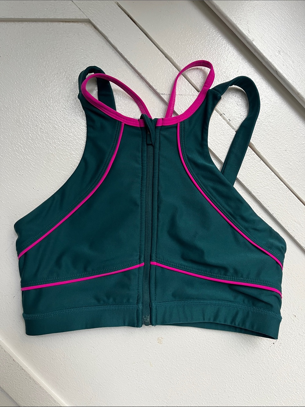 👤 Mondetta • Zippered Strappy High Neck Sports Bra • Size Small S -